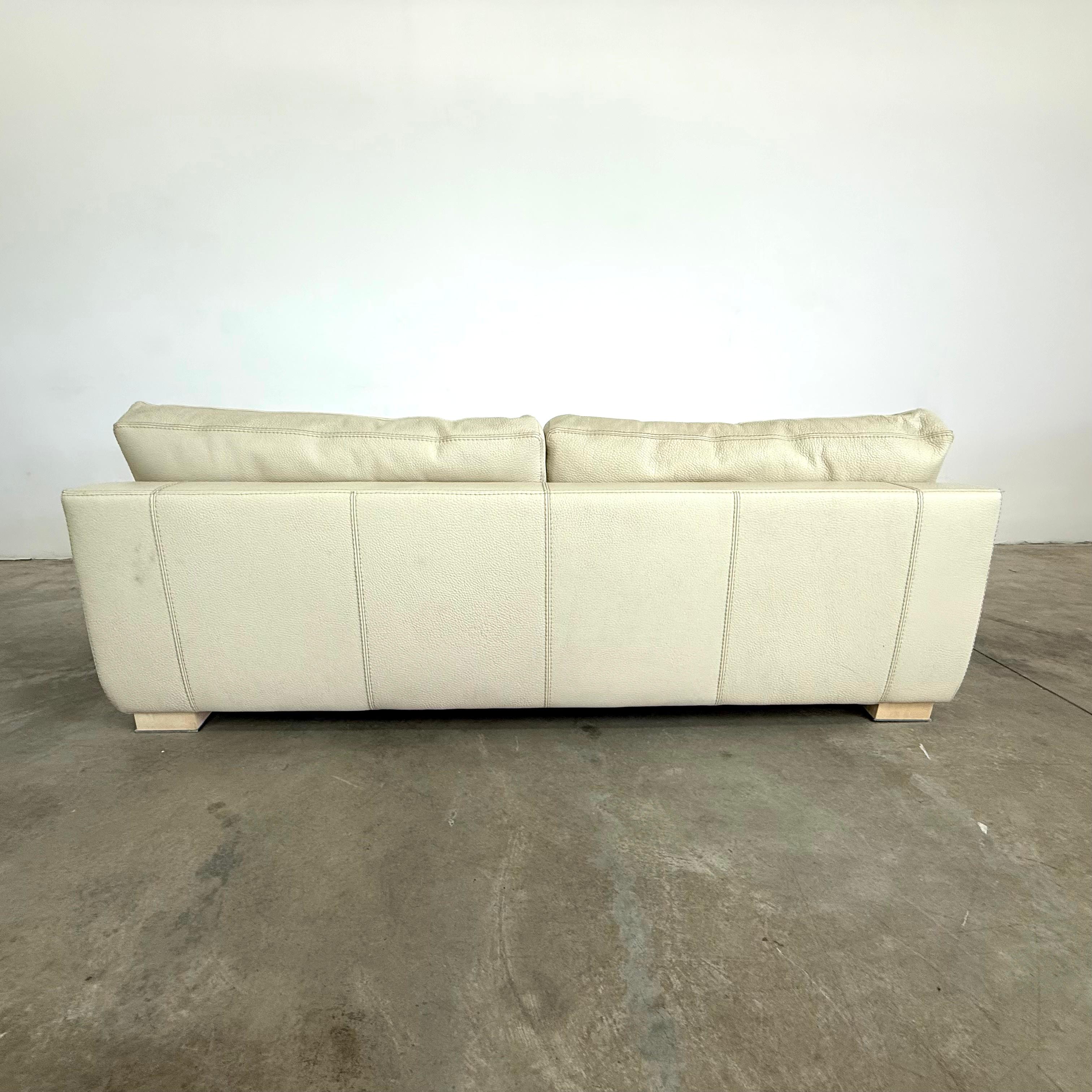 Roche Bobois White Leather Sofa For Sale 1