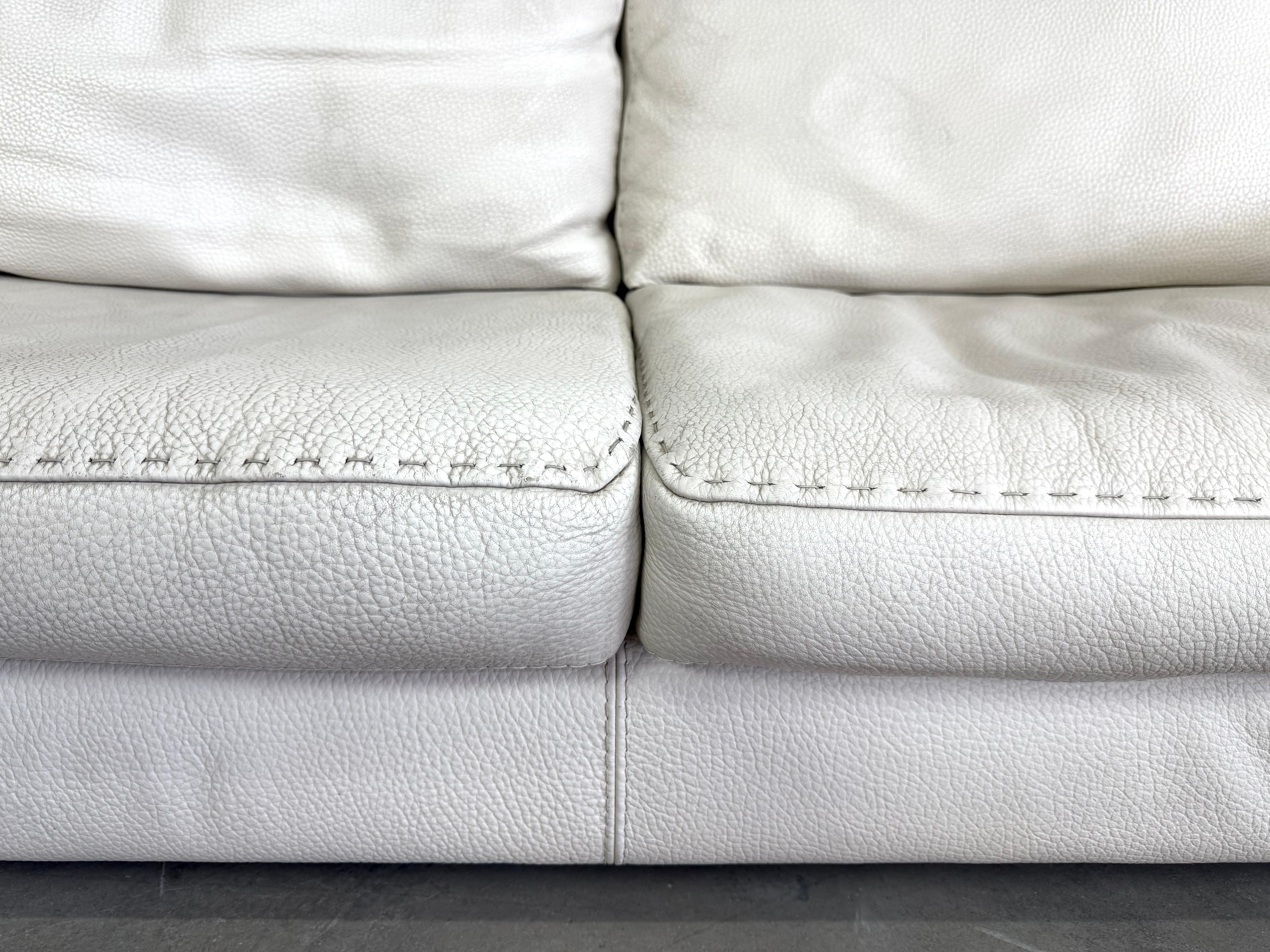 Roche Bobois White Leather Sofa For Sale 3