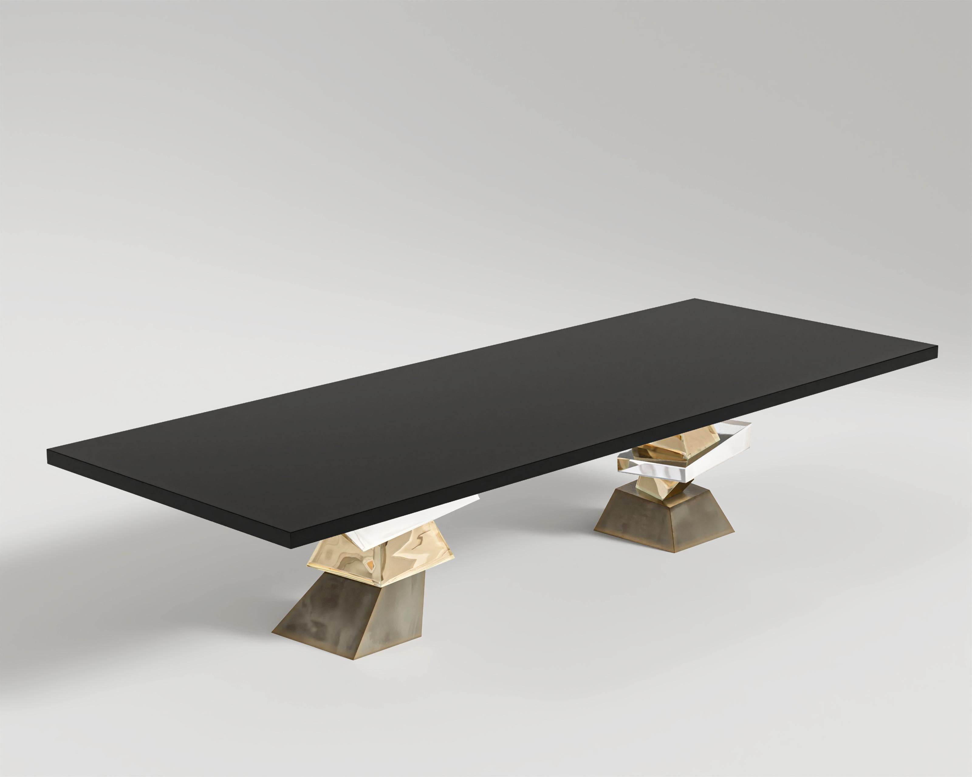 Table de salle à manger Roche en bronze poli, inox et bronze patiné par Meubles Palena  Neuf - En vente à Istanbul, TR