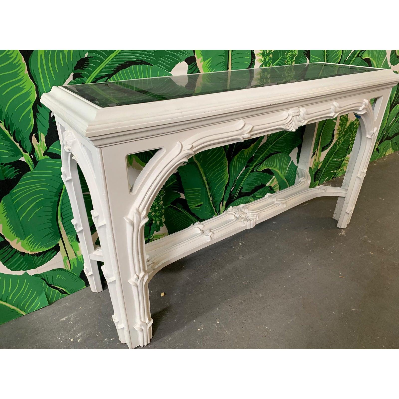 Hollywood Regency Roche Style Gampel Stoll Console Table and Mirror