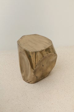 Rocher Small Side Decorative Table In Brass Resin Over Inox by Atelier Ellery