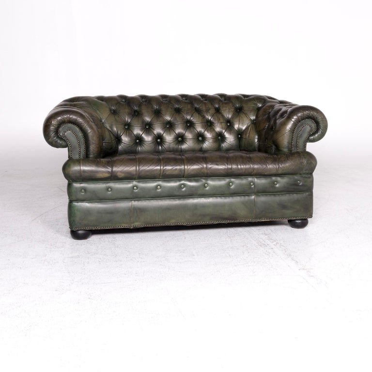 Rochester Chesterfield Leather Sofa Green Two-Seat Couch For Sale at  1stDibs | rochester traditional chesterfield, rochester leather sofa, rochester  leather couches for sale