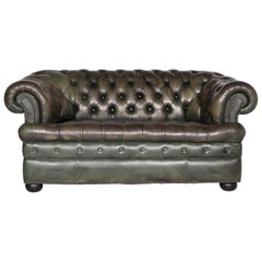Rochester Chesterfield Leather Sofa Green Two-Seat Couch