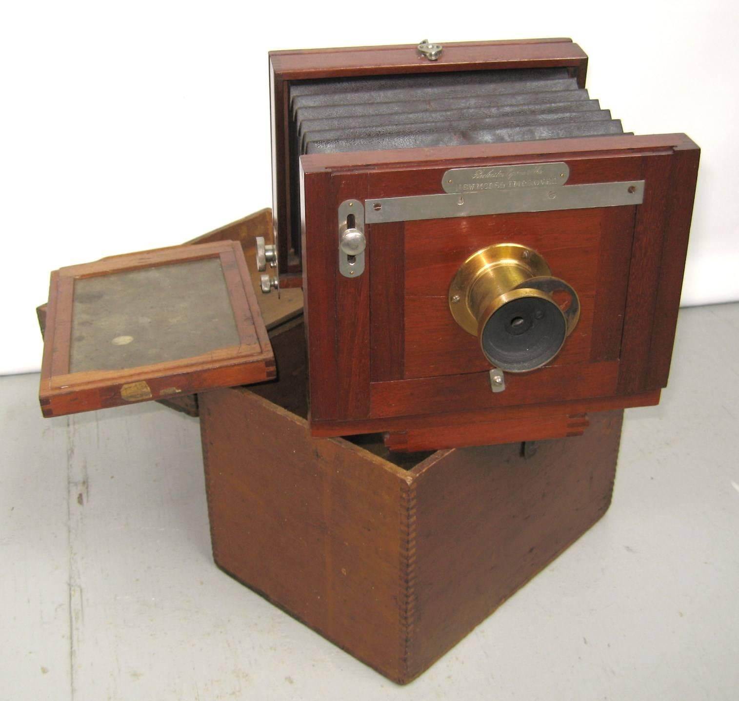 Late 19th Century Rochester Optical Co. Large Format Wood Camera Tripod and Case