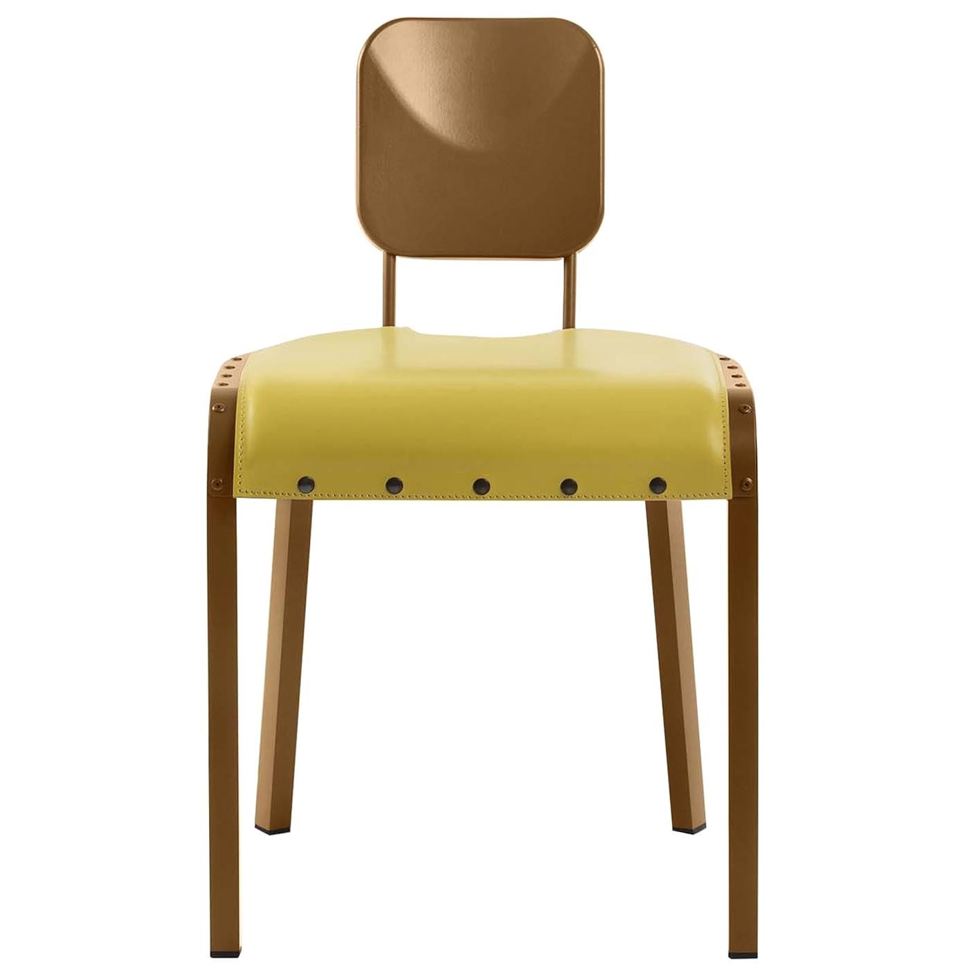 Rock4 Stuhl mit gelbem Ledersitz von Marc Sadler