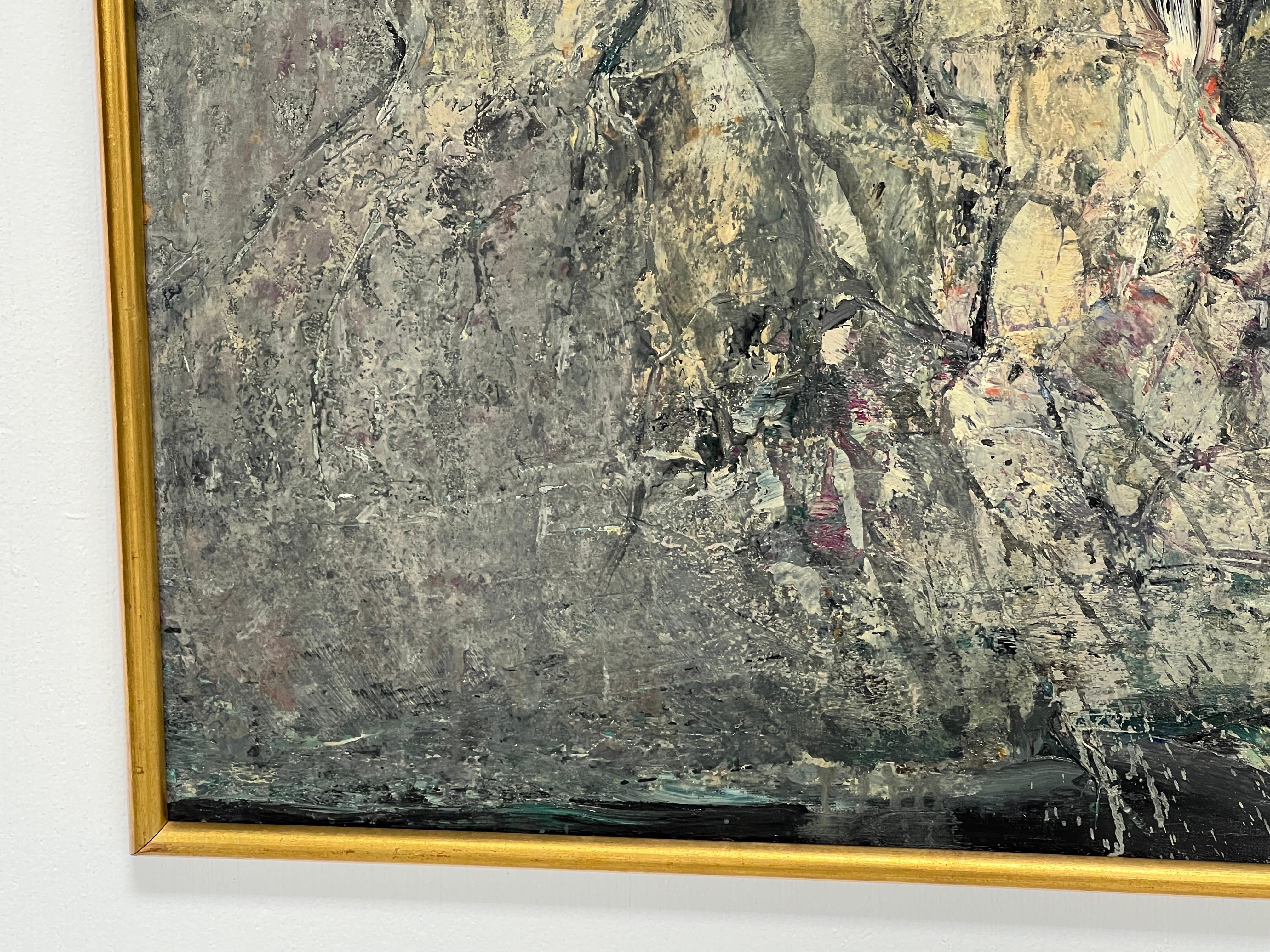 Mid-20th Century 'Rock and Feathers' Abstract Painting by Arthur Okamura
