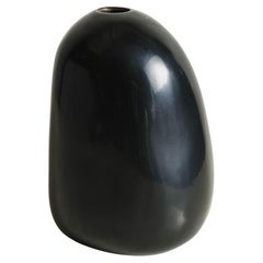 Rock Bud Vase, Tall , Black Lacquer by Robert Kuo, Handmade, Limited Edition