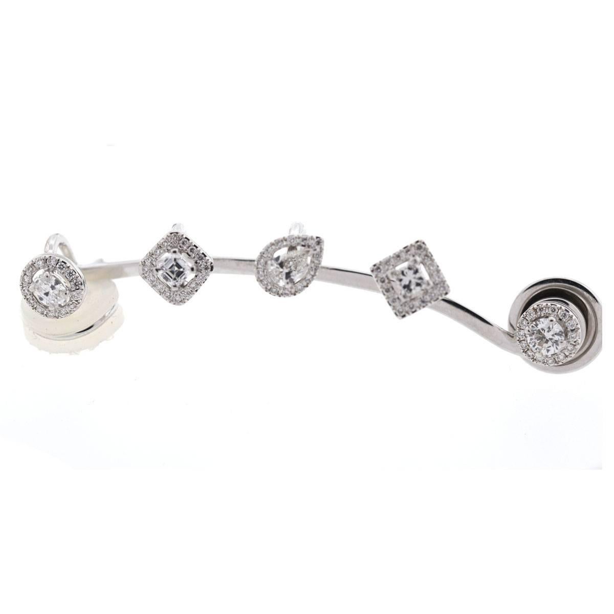 Women's Rock by Marli 18 Karat White Gold Cuff Diamond Earrings