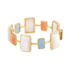 Rock Candy 18 Karat Gold Multicolored Stones and Mother of Pearl Bangle Bracelet