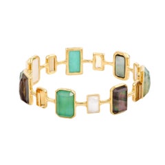 Rock Candy 18 Karat Gold Multicolored Stones and Mother of Pearl Bangle Bracelet