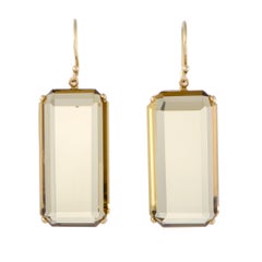 Rock Candy 18 Karat Yellow Gold Orange Citrine Rectangular Dangle Earrings