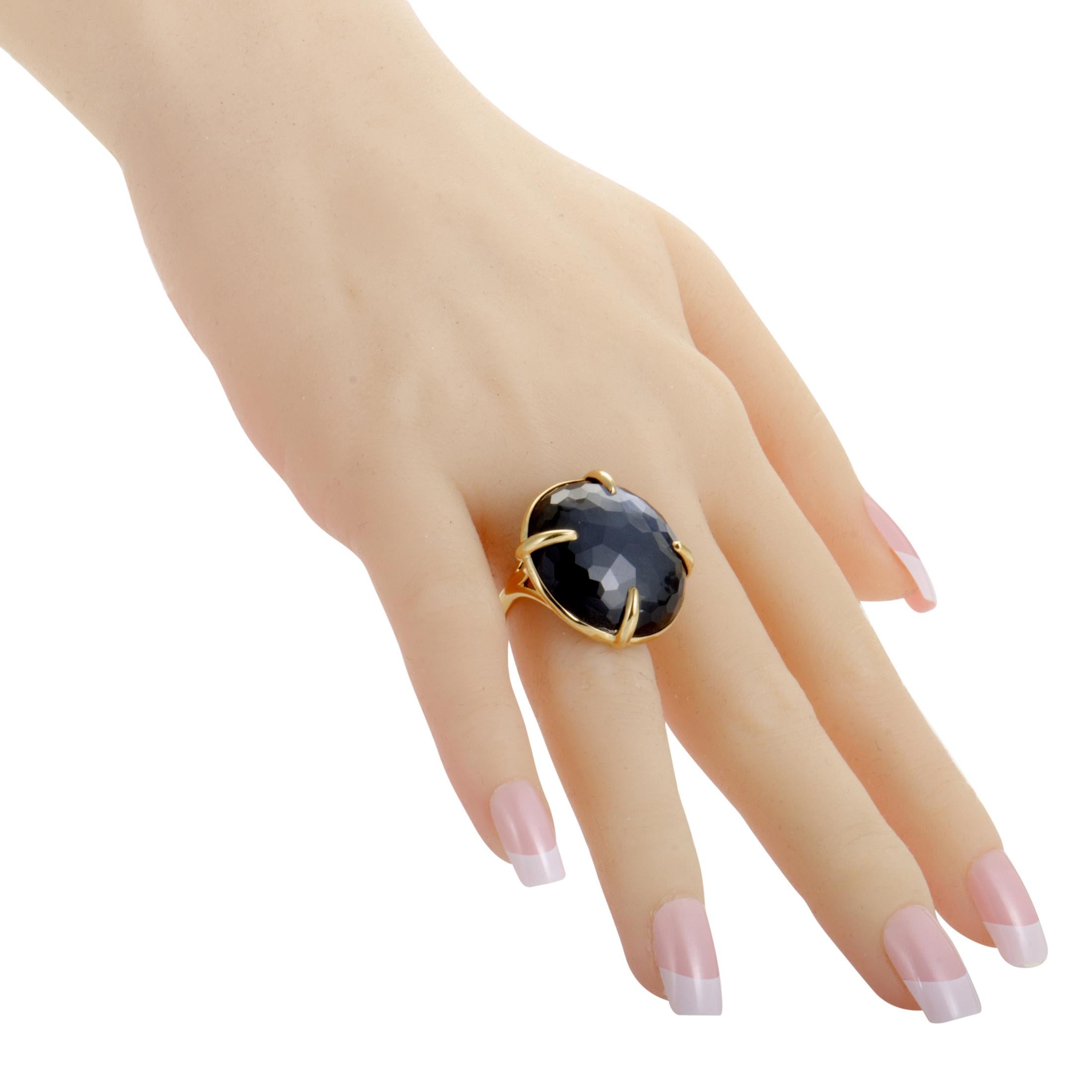 Women's Rock Candy 18 Karat Yellow Hematite and Quartz Large Round Ring