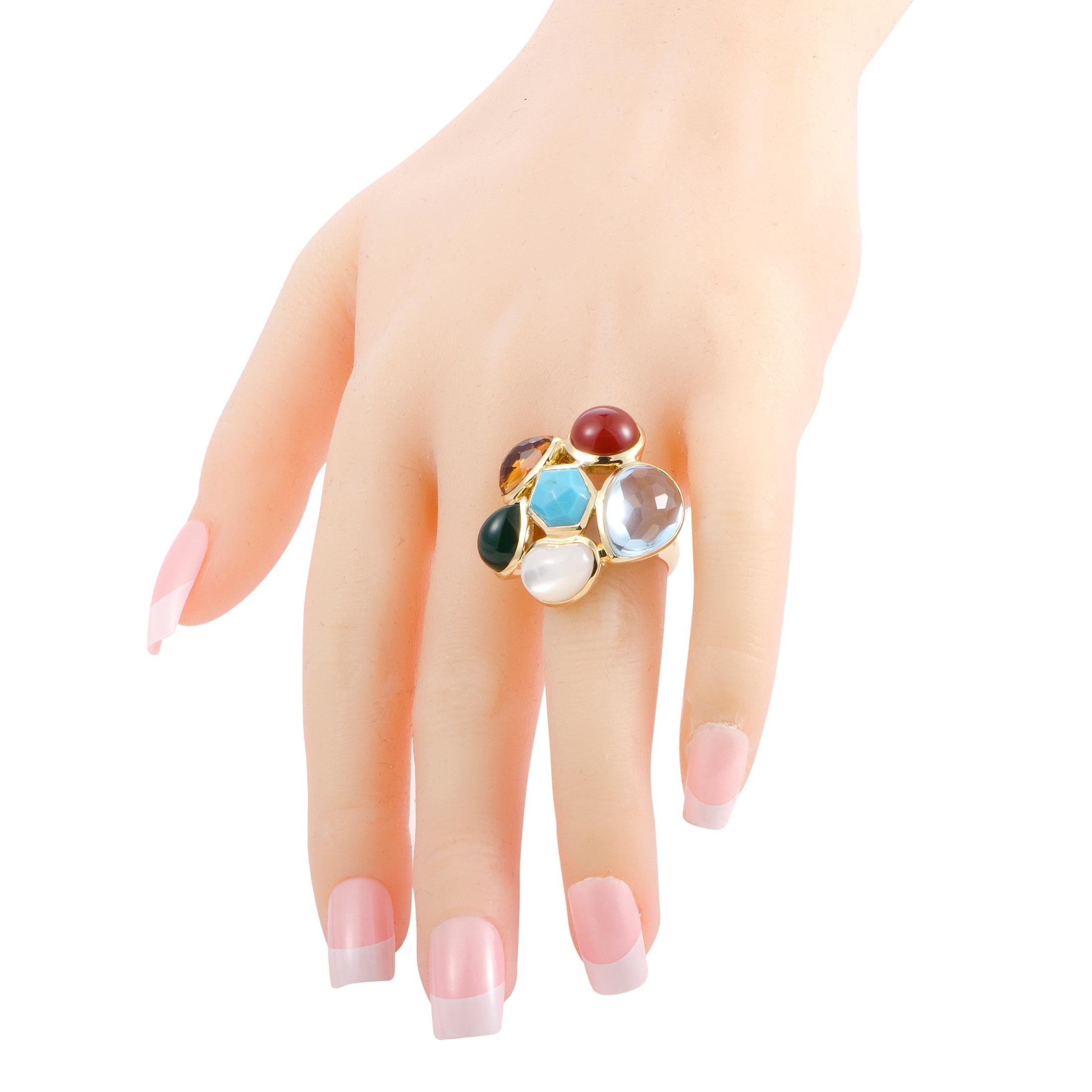 Women's Rock Candy 18 Karat Yellow Multicolored Stones Cocktail Ring