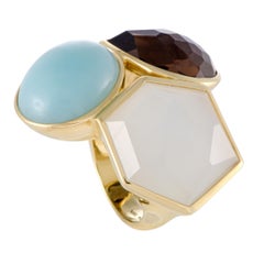 Rock Candy 18 Karat Yellow Multicolored Stones Cocktail Ring