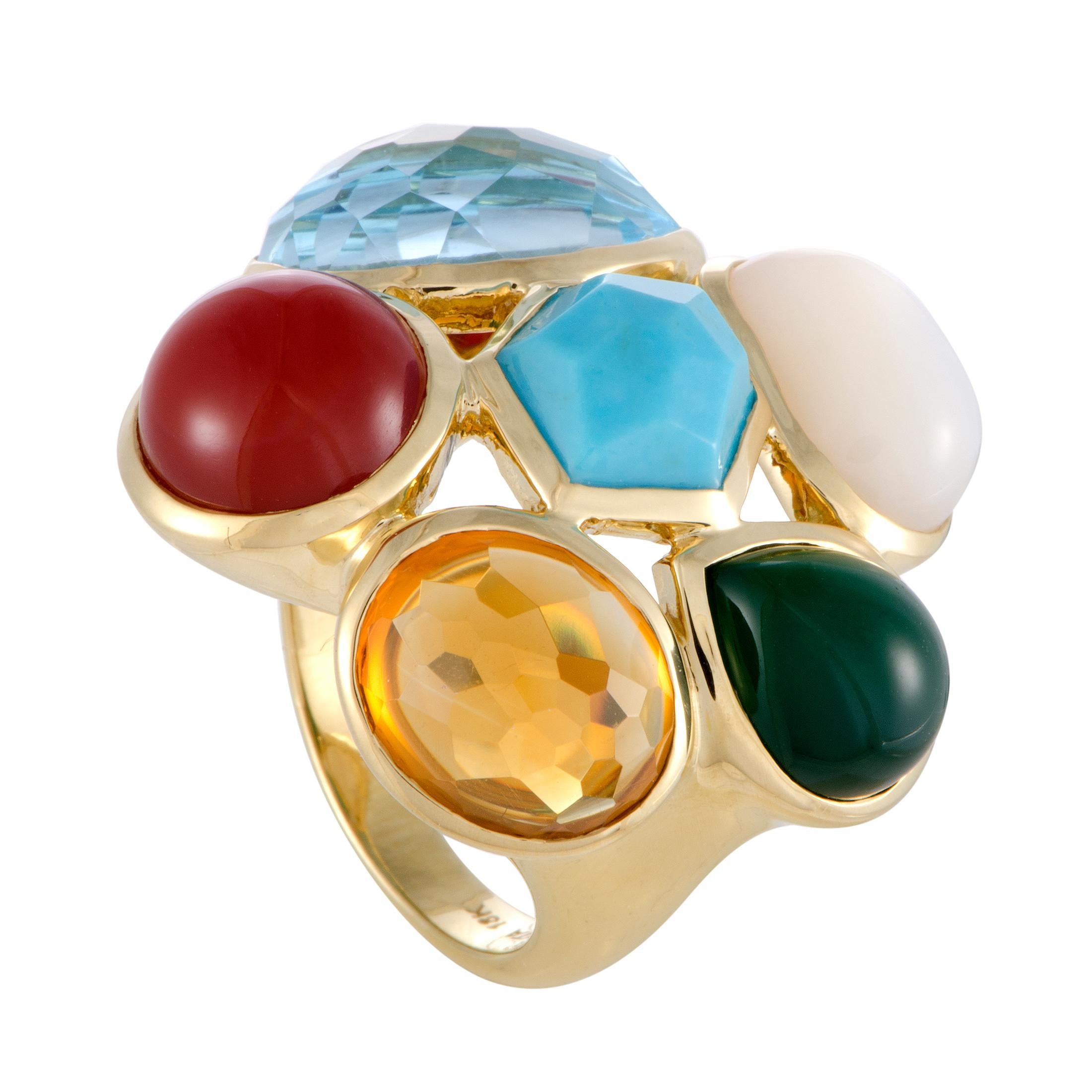 Rock Candy 18 Karat Yellow Multicolored Stones Cocktail Ring