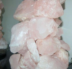 Rock Candy Brazilian Quartz Table Lamps in Rose Pink