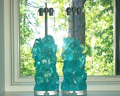 Rock Candy Glass Table Lamps in Aqua