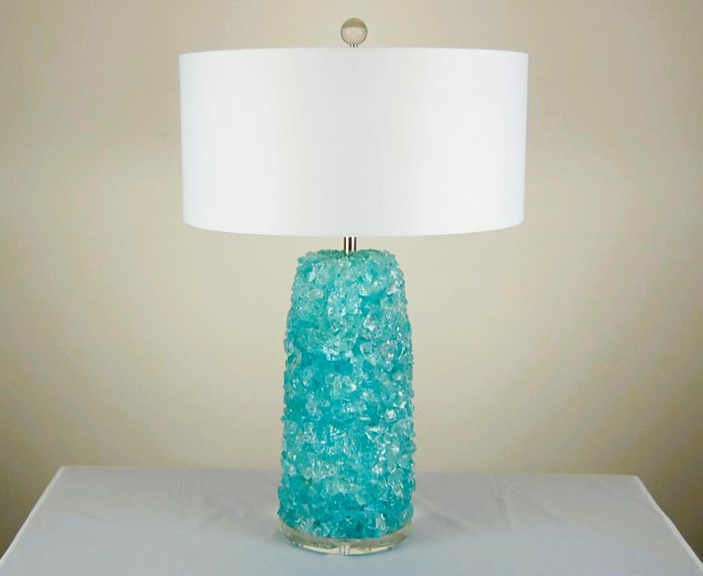 Lampes de table en verre Rock Candy, Aqua Ice en vente 3
