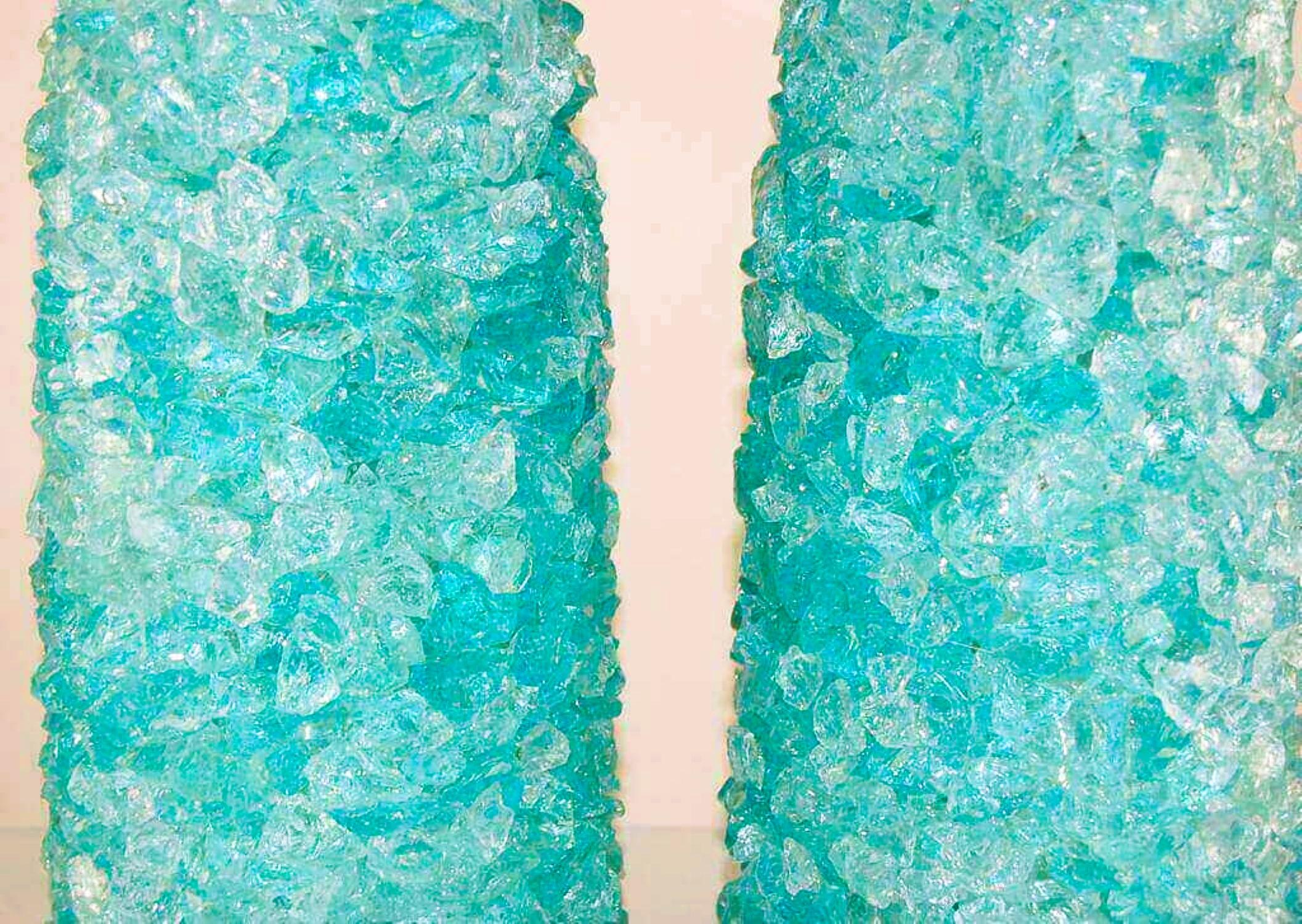 Lampes de table en verre Rock Candy, Aqua Ice en vente 1