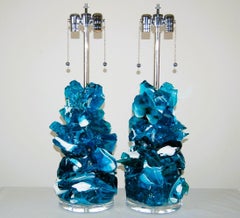 Rock Candy Glass Table Lamps in Blue Stripe
