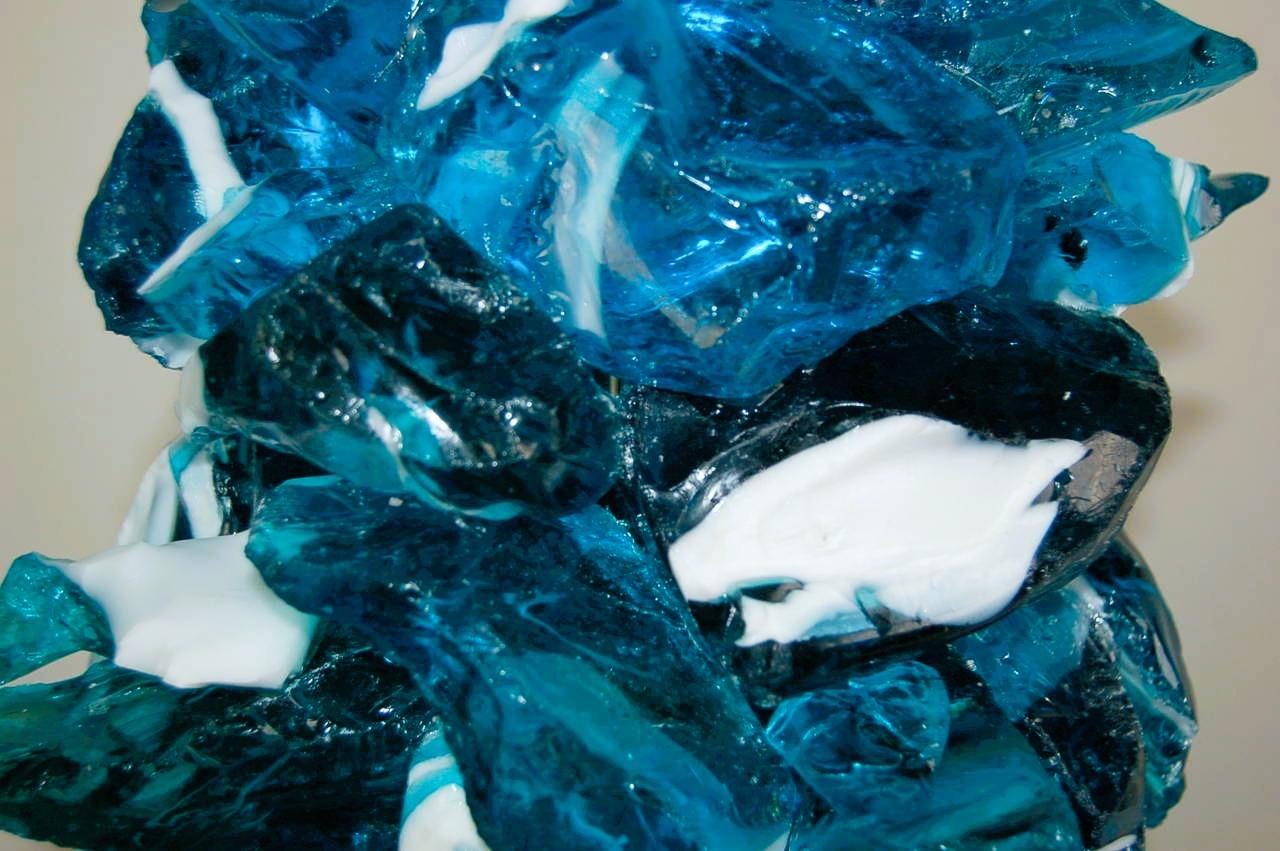 Lámparas de mesa de cristal Rock Candy en raya azul en venta 2