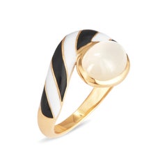 Rock Candy White Moonstone and 18 Carat Gold Humbug Ring