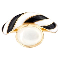 Rock Candy White Moonstone and 18 Carat Gold Humbug Ring