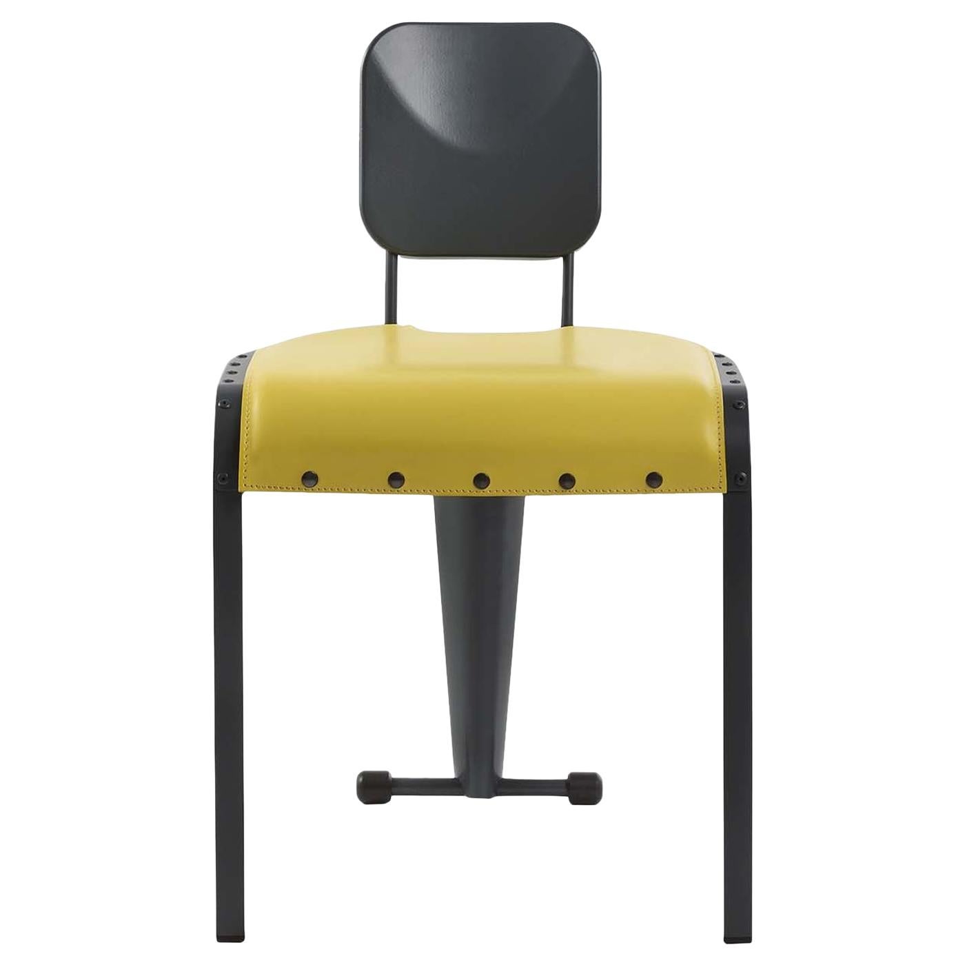 Rock Chair with Yellow Leather Seat by Marc Sadler For Sale