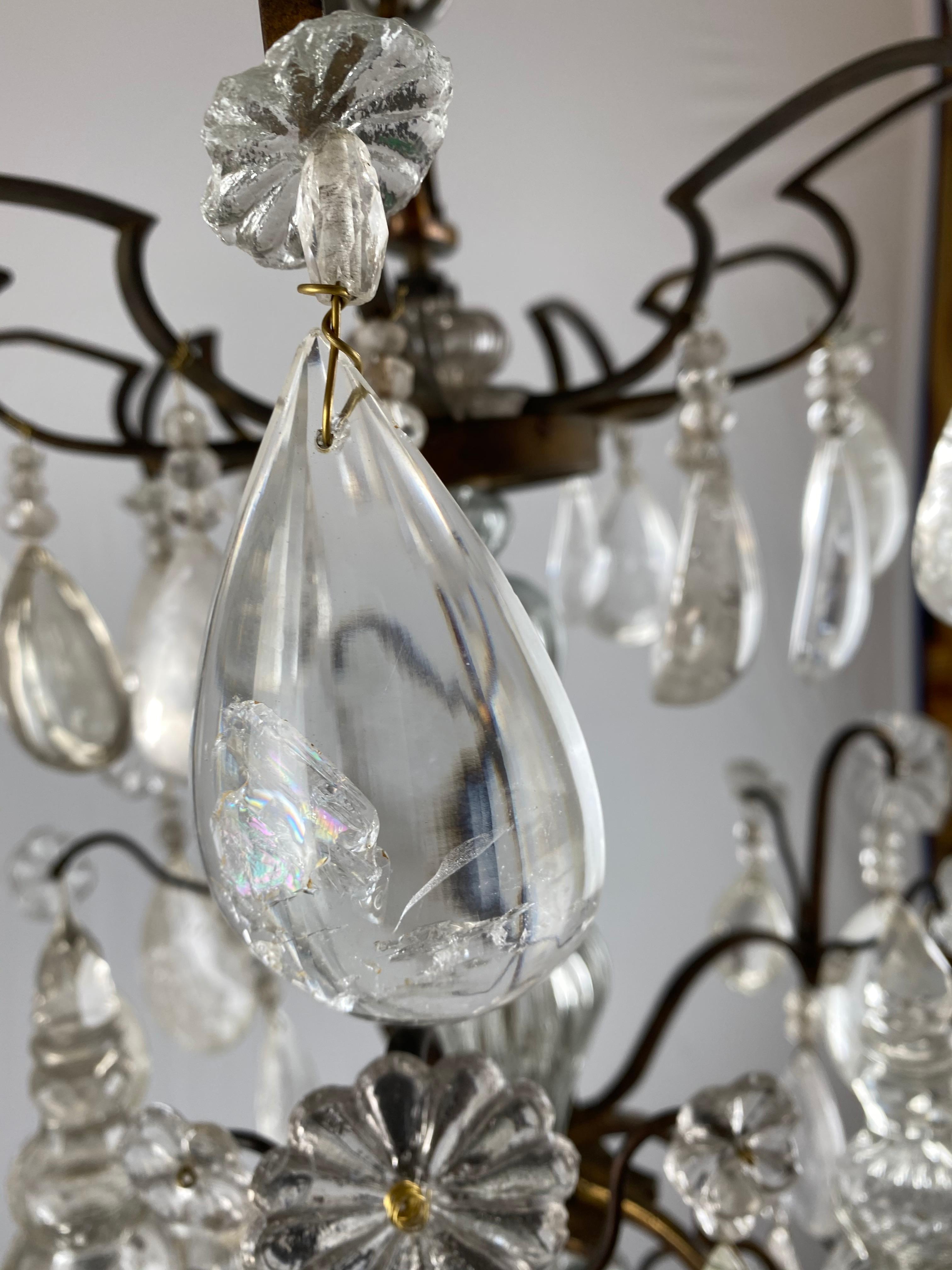 Rock Crystal Chandelier, France, 18th Century In Good Condition In Stockholm, SE