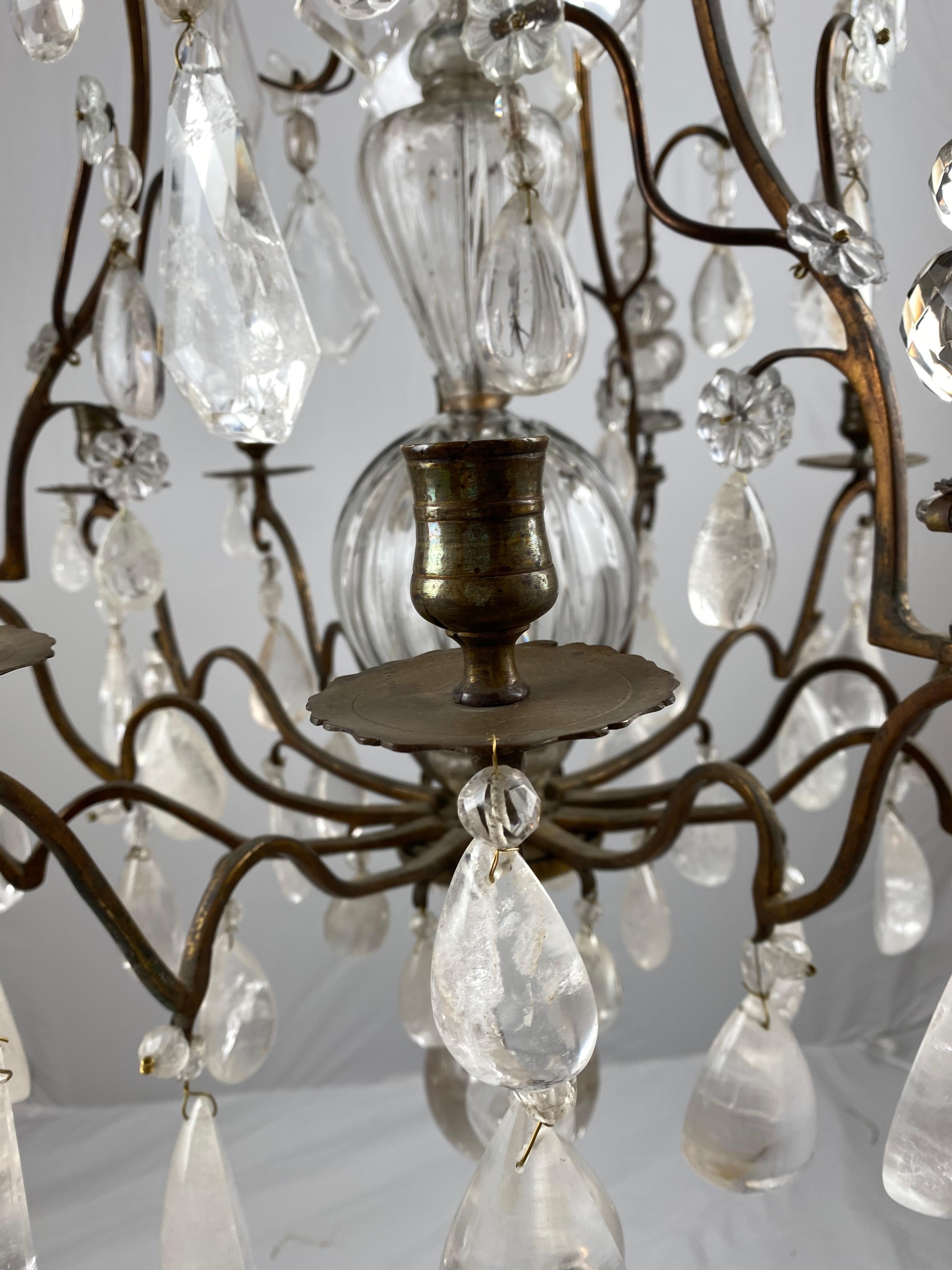 Bronze Rock Crystal Chandelier, France, 18th Century