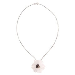 Rock Cristal Diamond and Pearl Pendant Chain Necklace