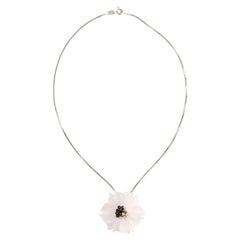 Rock Cristal Diamond and Pearl Pendant Chain Necklace