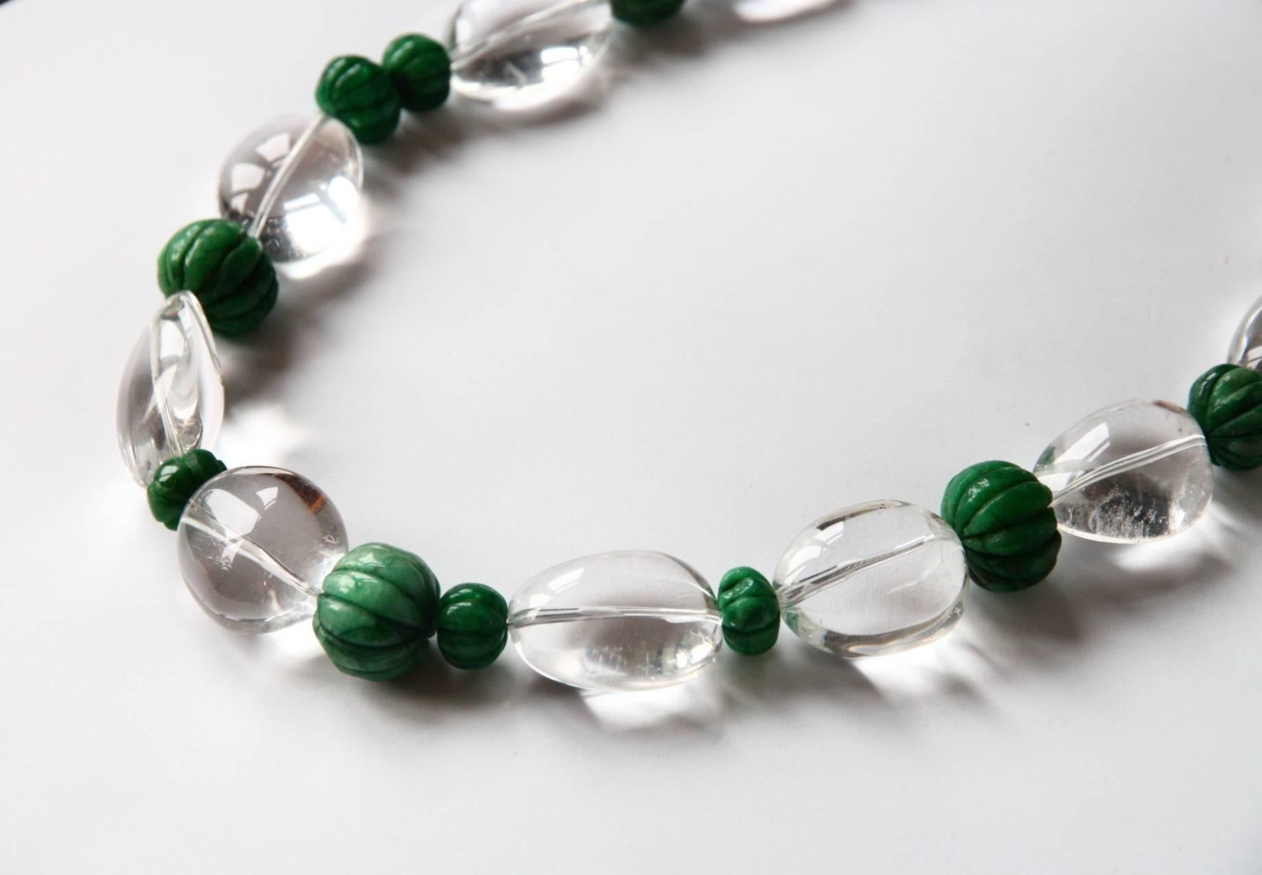 Very nice long crystal quartz necklace with emerald pumpkins total length 62cm , the closer is in silver.

All Giulia Colussi jewelry is new and has never been previously owned or worn. Each item will arrive at your door beautifully gift wrapped in