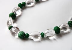 Rock Cristal Emerald Pumpkins Silver Necklace