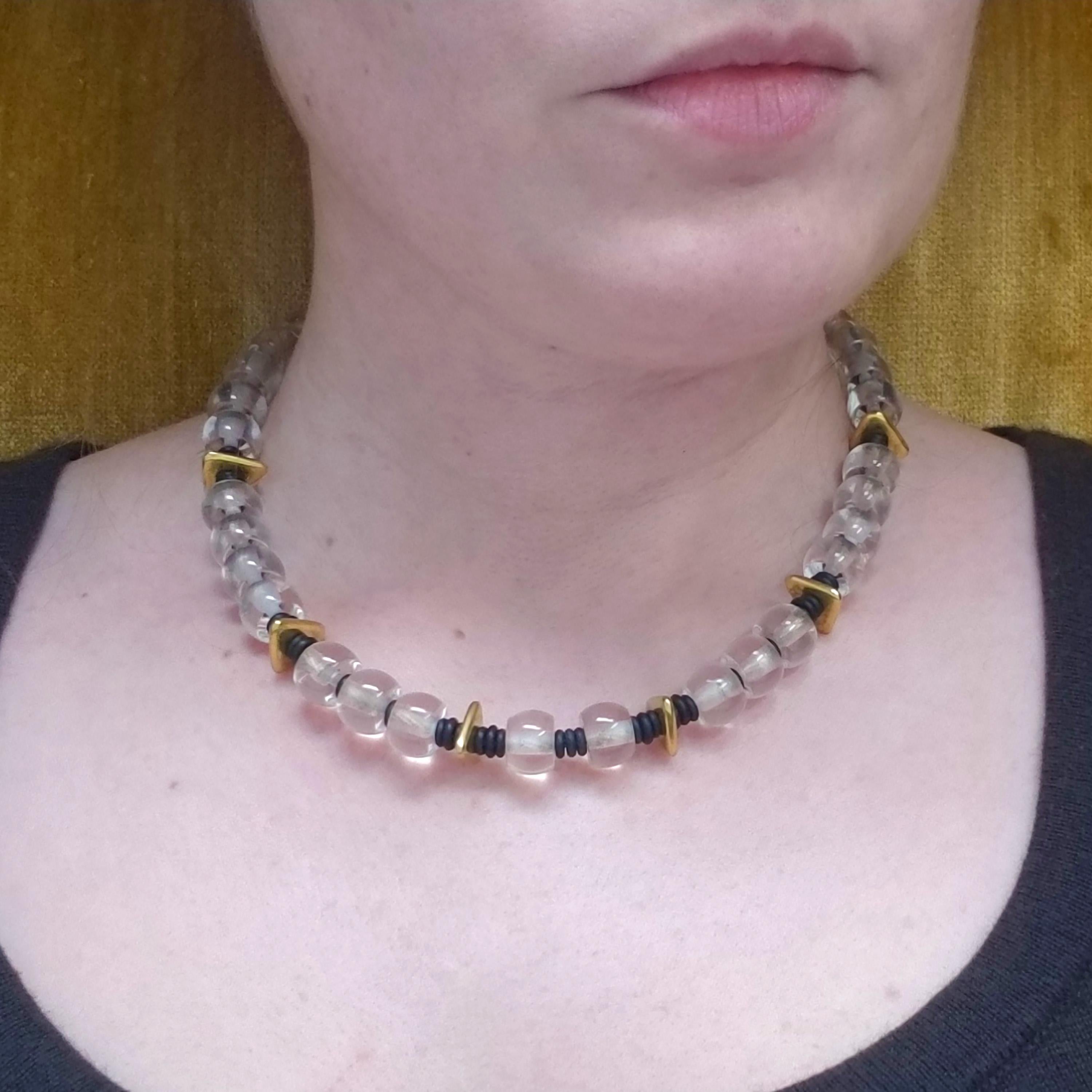 Bergkristall, 18kt & 20kt konvertierbare Edelstein-Halskette mit Perlen (Zeitgenössisch) im Angebot