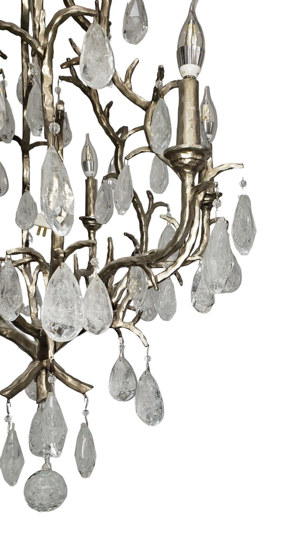 Fatto a mano Lampadario a 6 bracci in cristallo di rocca in vendita