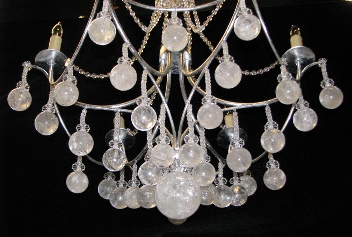 Rock Crystal 6 light chandelier  For Sale 3