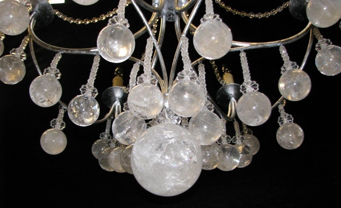 Rock Crystal 6 light chandelier  For Sale 4