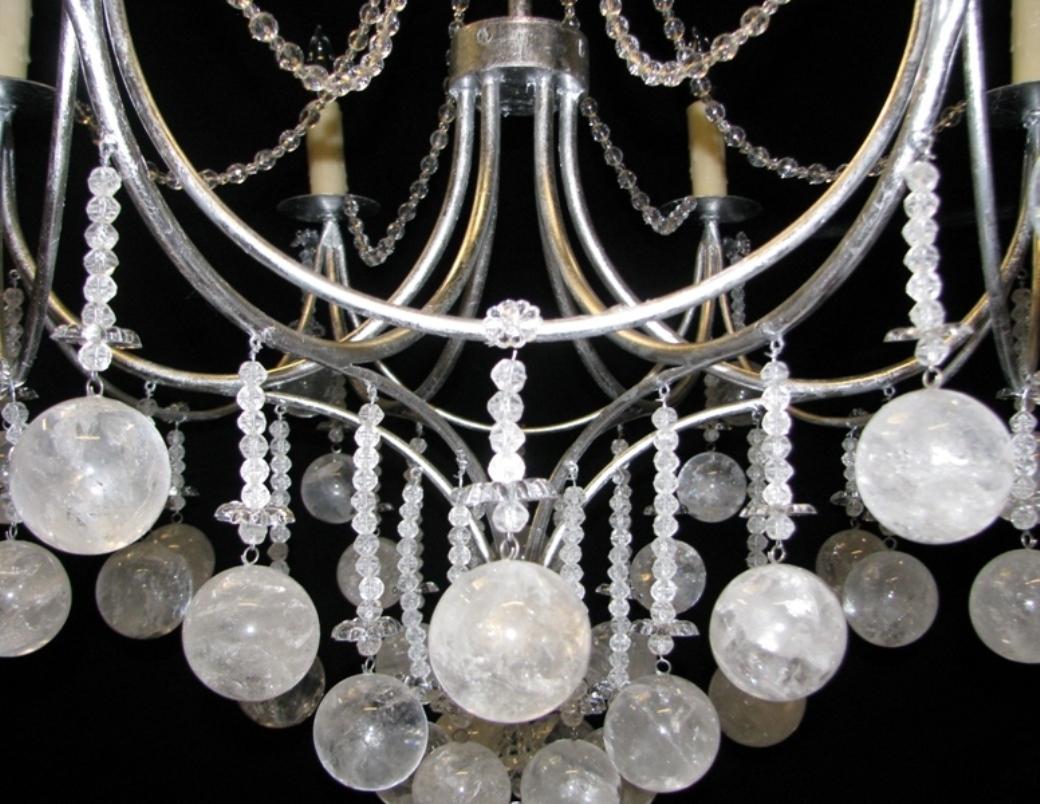 Rock Crystal 6 light chandelier  For Sale 5