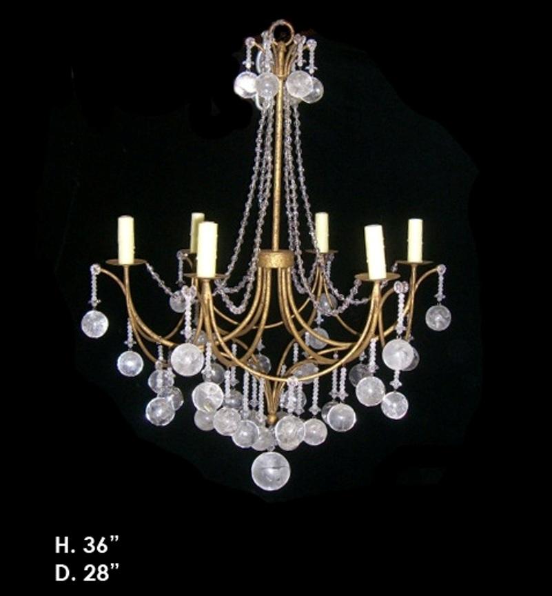 Modern Rock Crystal 6 light chandelier  For Sale