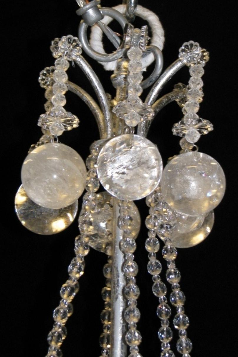 Rock Crystal 6 light chandelier  In Good Condition For Sale In Cypress, CA