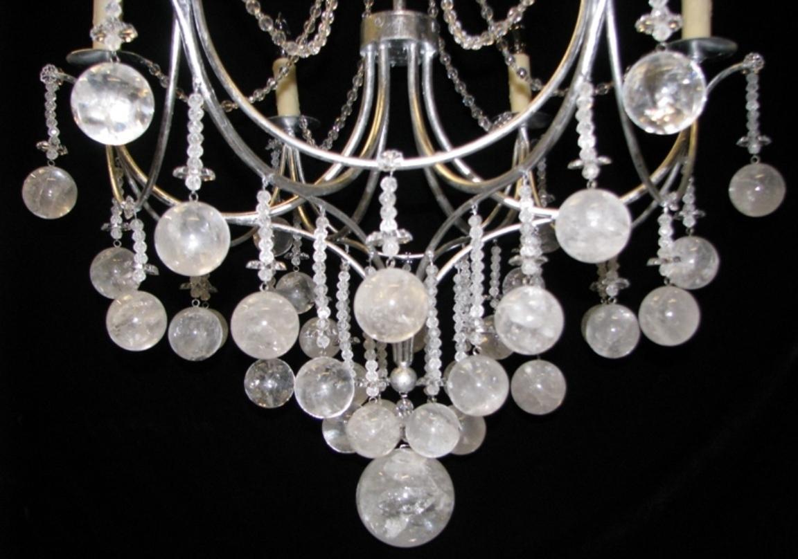 Contemporary Rock Crystal 6 light chandelier  For Sale