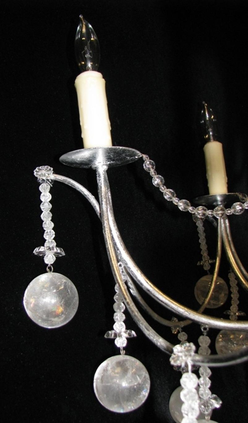 Rock Crystal 6 light chandelier  For Sale 2