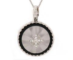 Rock Crystal and 0.13 CTW Diamond Flower Pendant Necklace in 18/14K