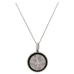 Rock Crystal and 0.13 CTW Diamond Flower Pendant Necklace in 18/14K