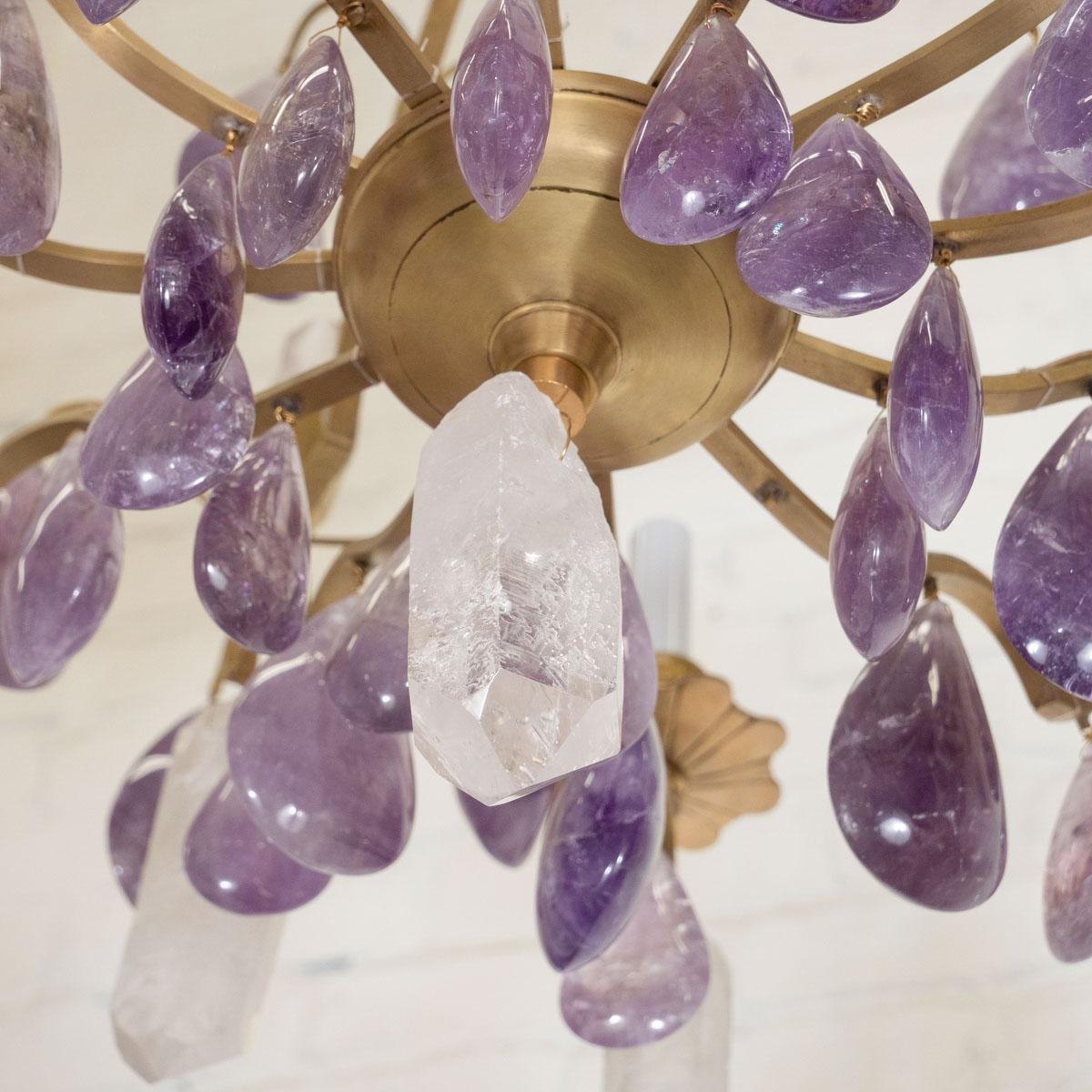 Rock Crystal and Amethyst Drop Chandelier For Sale 3