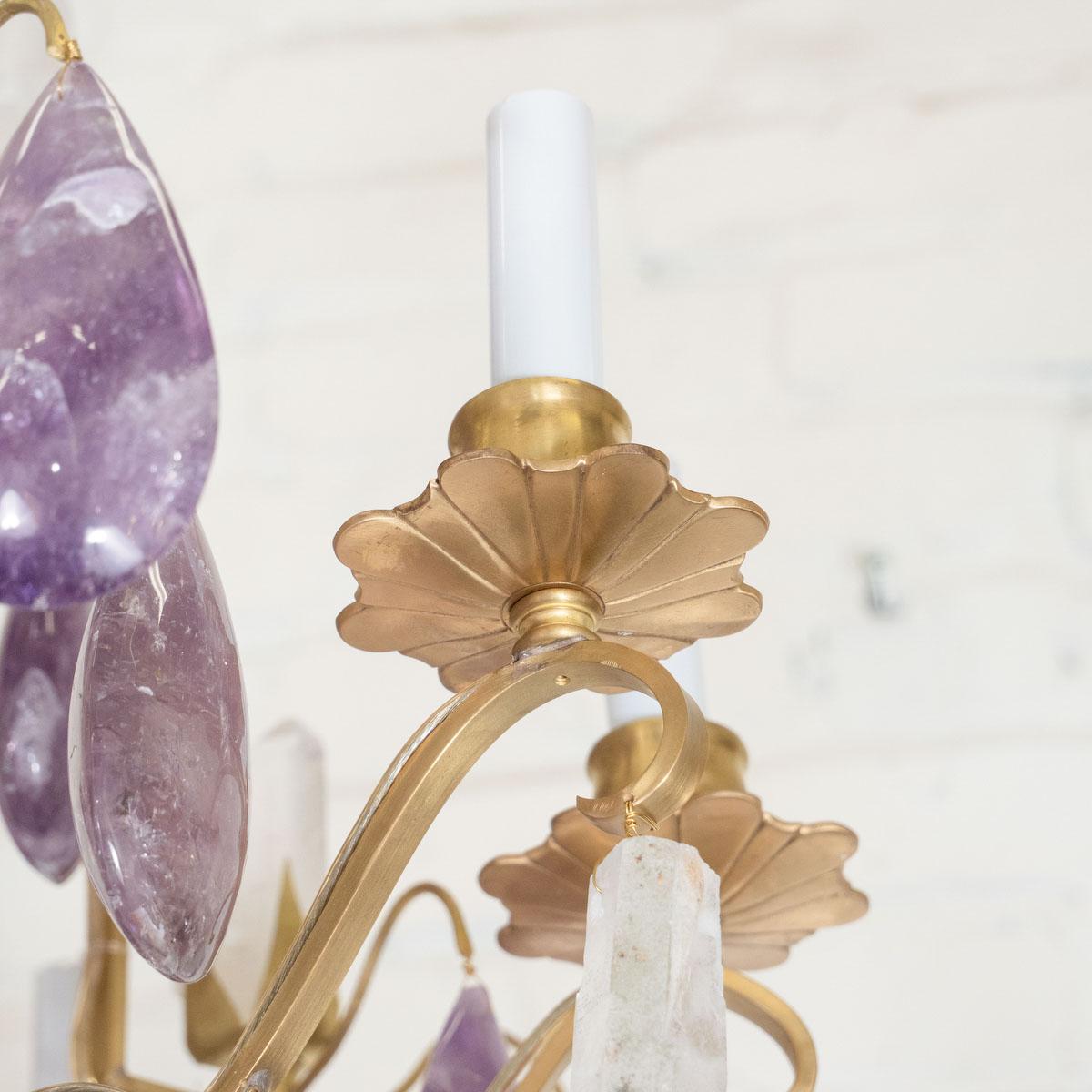Rock Crystal and Amethyst Drop Chandelier For Sale 5