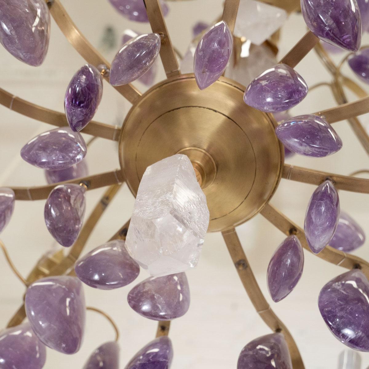 Rock Crystal and Amethyst Drop Chandelier For Sale 2
