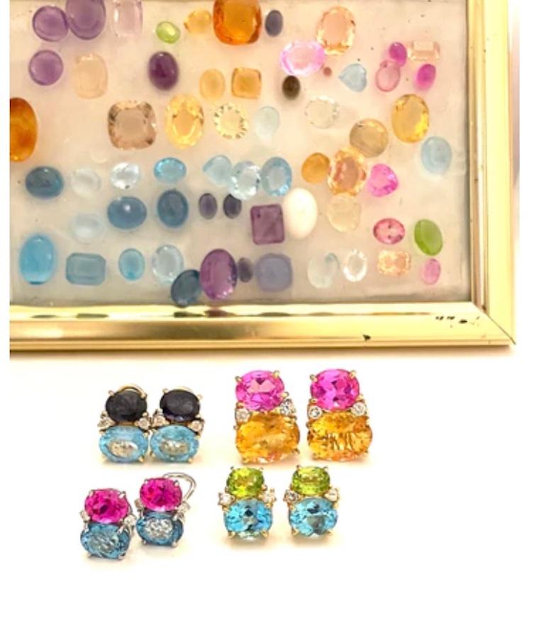 Pendants d'oreilles en or torsadé avec cristal de roche et topaze bleue en vente 10
