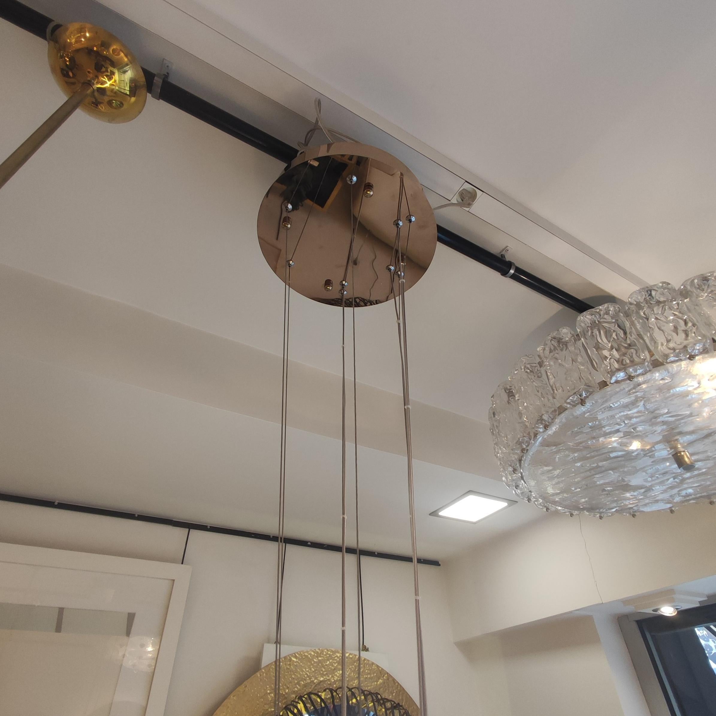 Rock Crystal and Brass Circles Ceiling Light In Excellent Condition For Sale In Saint-Ouen, FR